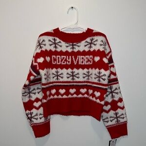 Girls' 'Cozy Vibes' Novelty Pullover Sweater